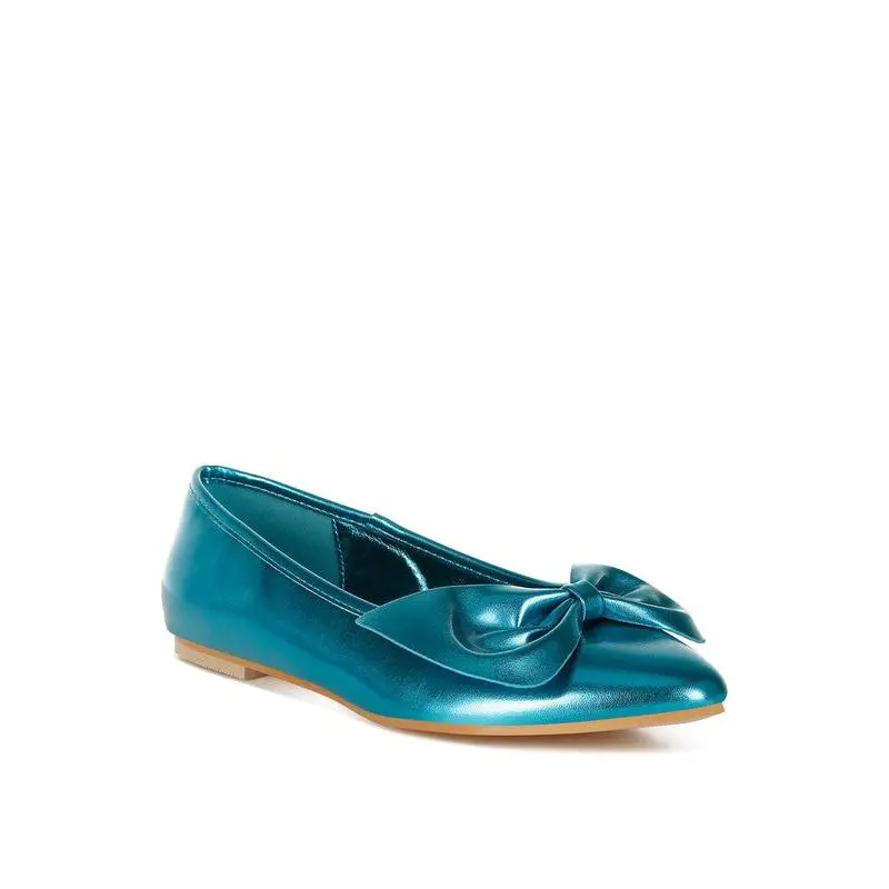 Bromelia Metallic Pleather Bow Ballerinas