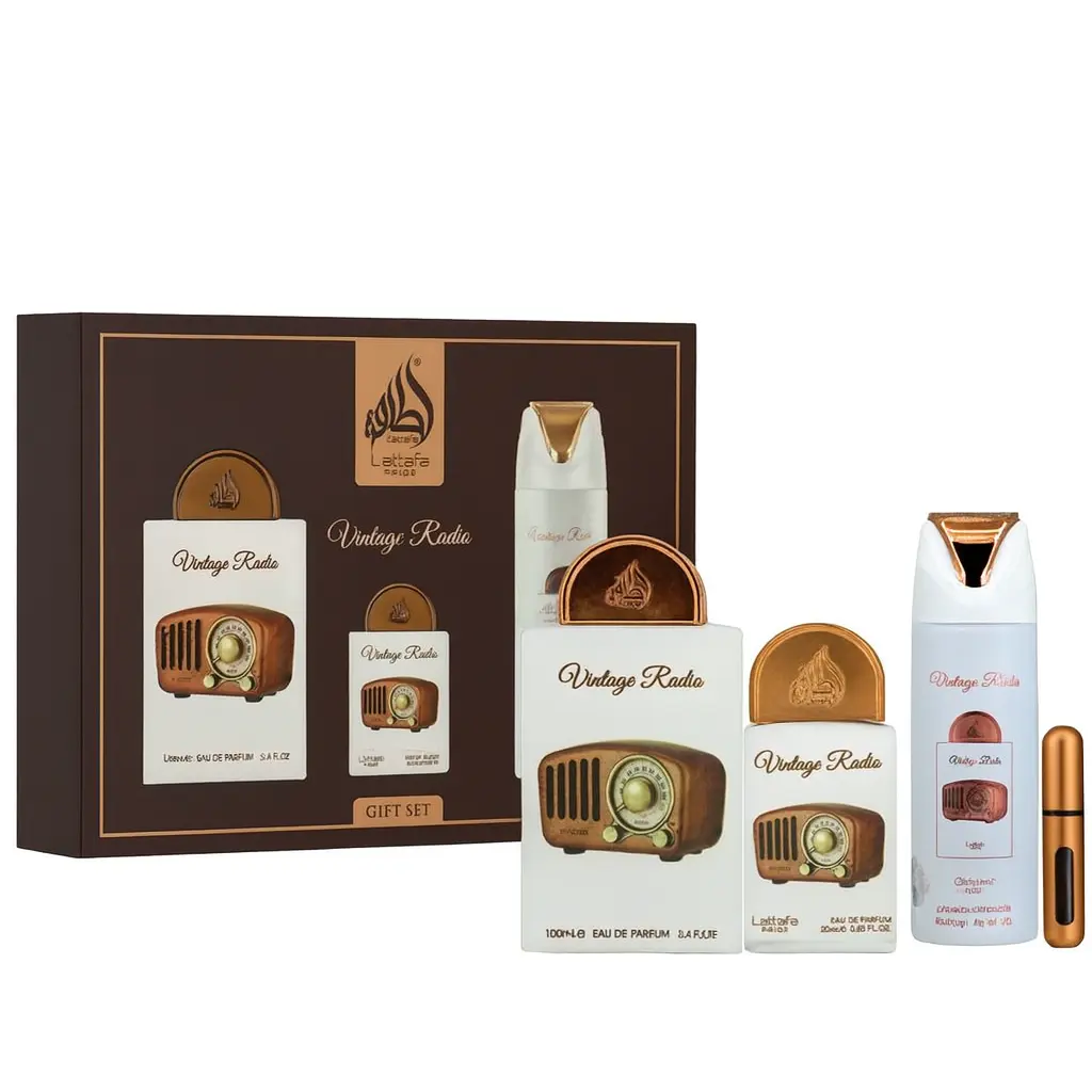 Lattafa Pride Vintage Radio Arabic Blend Men's Perfume Sample Set - 3-Piece Fresh Arabian Fragrance Sprays Gift Box, Woody Scent, Non-Sweet Sample Men's Fragrance for Adults