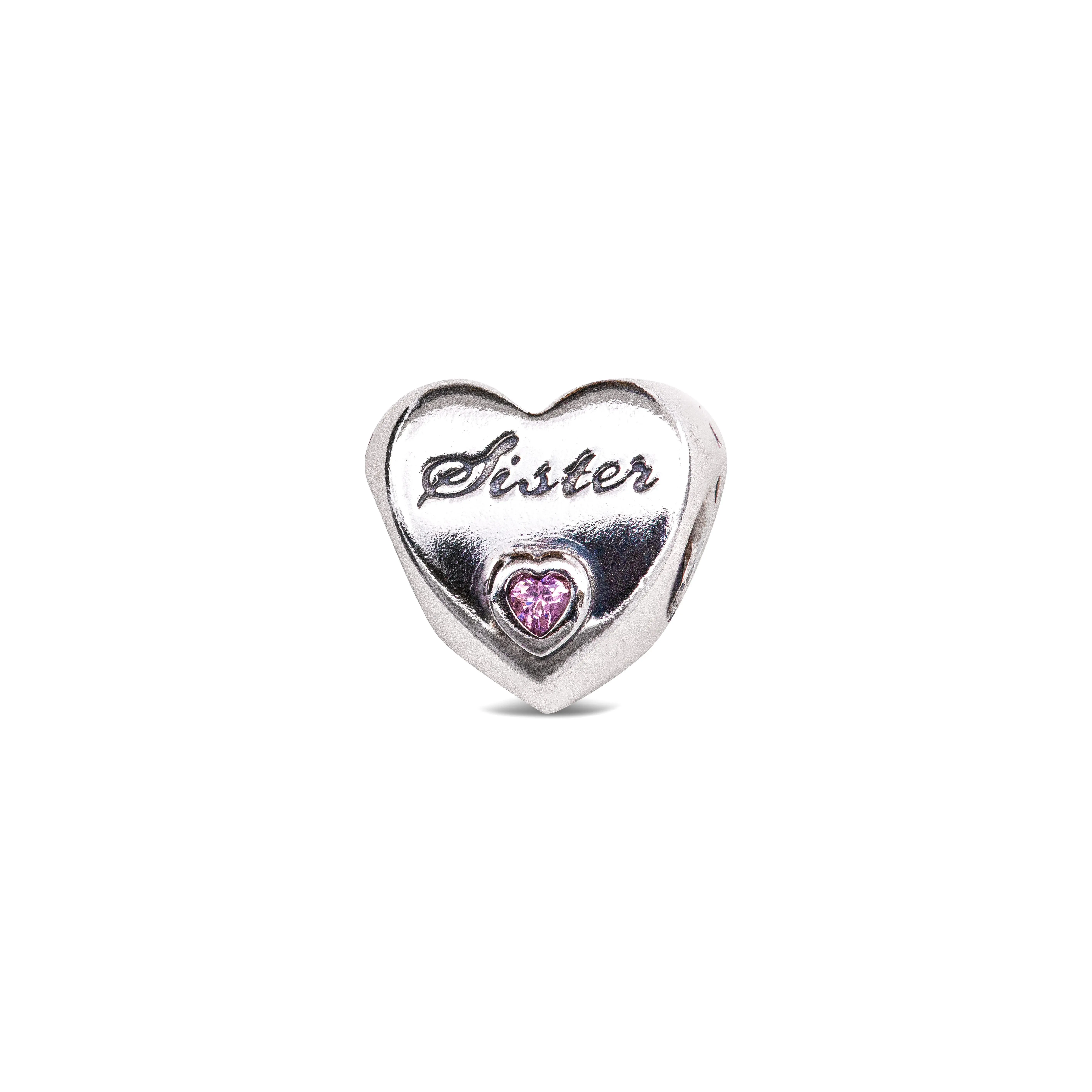 Women's Pandora Sisters Love Charm, Sterling Silver Hand-Finished Bejeweled Charms & Pendants with Cubic Zirconia, Style 791946PCZ