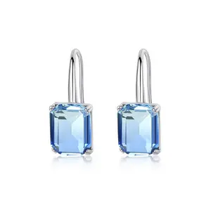 Cuafufu Emerald-Cut Color-Change Gemstone Drop Earrings | Hypoallergenic Hook Earrings for Women | Lightweight Gradient Crystal Statement Jewelry