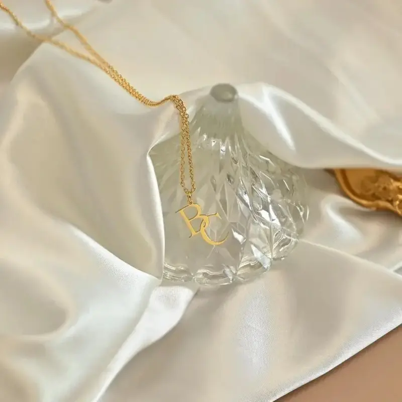 Customized Two Initials Necklace Stainless Steel Personalized Necklace Gift for Men and Women Couples Customized Two Initials Necklace Stainless Steel Personalized Necklace Gift for Men and Women Couples