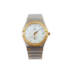 Omega Constellation Series Radiating Conch Dial, Diamond-Inlaid Gold, Quartz Movement, 33.5mm
