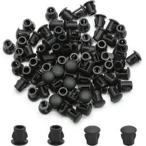 30PCS 5mm/3/16 Black Hole Plugs Plastic Flush Type Hole Plugs Snap in Locking Hole Tube, Furniture Fencing Post Pipe Insert End Caps (Black)