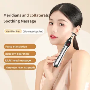 Intelligent Meridian Pen, 19 intensity levels, 5 replaceable massage heads, electronic intelligent meridian pen, pain relief therapy, rechargeable, powerful meridian energy massage pen, pain relief tool