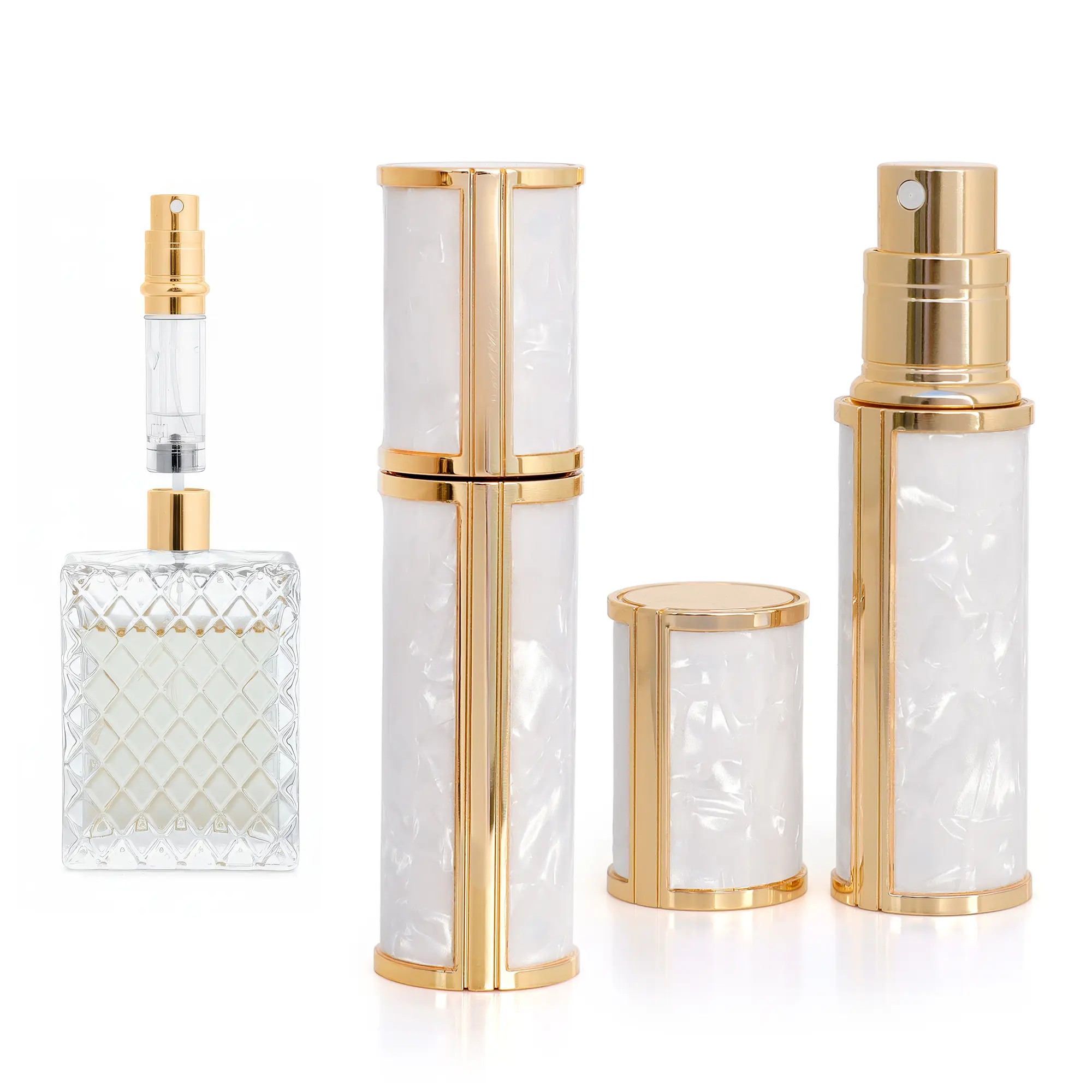 Pearlescent Travel Perfume Atomizer Bottle – 5ml Refillable Mini Spray for Purse, TSA Approved Portable Fragrance Dispenser