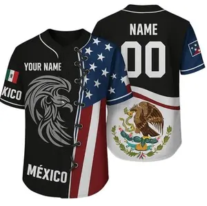 Custom USA Mexico Baseball Jersey - Half Flag Eagle Shirt with Name & Number
