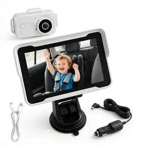 Baby car camera headrest mount, 150° ultra-wide-angle HD 1080p mirror monitor with infrared night vision and anti-shake technology, 6-inch dashboard display for rear seat safety, great newborn gift for new parents