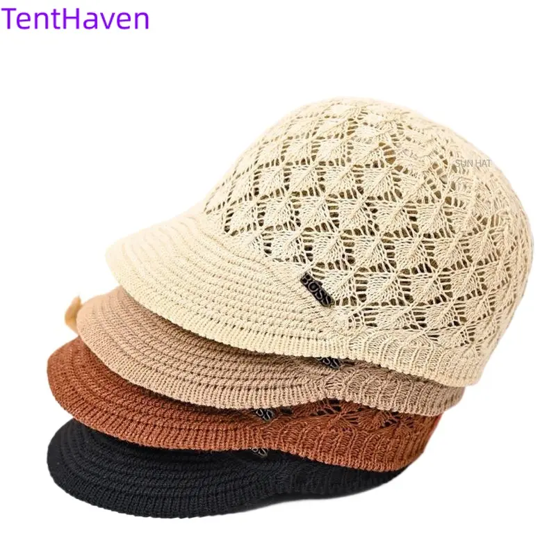 2026 New Spring-Summer Women's Breathable Fisherman's Hat - Hollow Duck Tongue Design, Ice Silk Fabric, Anti-UV Sunshade Small Headband Hat for Sports & Outdoor Use, Breathable Fisherman Hat