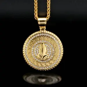 1pc Hip hop Praying Hands Pendant stainless steel For Men Necklace jewelry  Everyday Party Wear Stylish Accessory Durable Necklace Statement Piece Gift Shoppers
