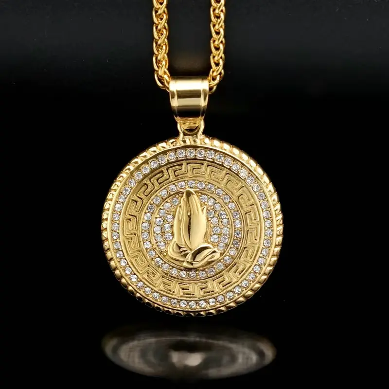 1pc Hip hop Praying Hands Pendant stainless steel For Men Necklace jewelry  Everyday Party Wear Stylish Accessory Durable Necklace Statement Piece Gift Shoppers