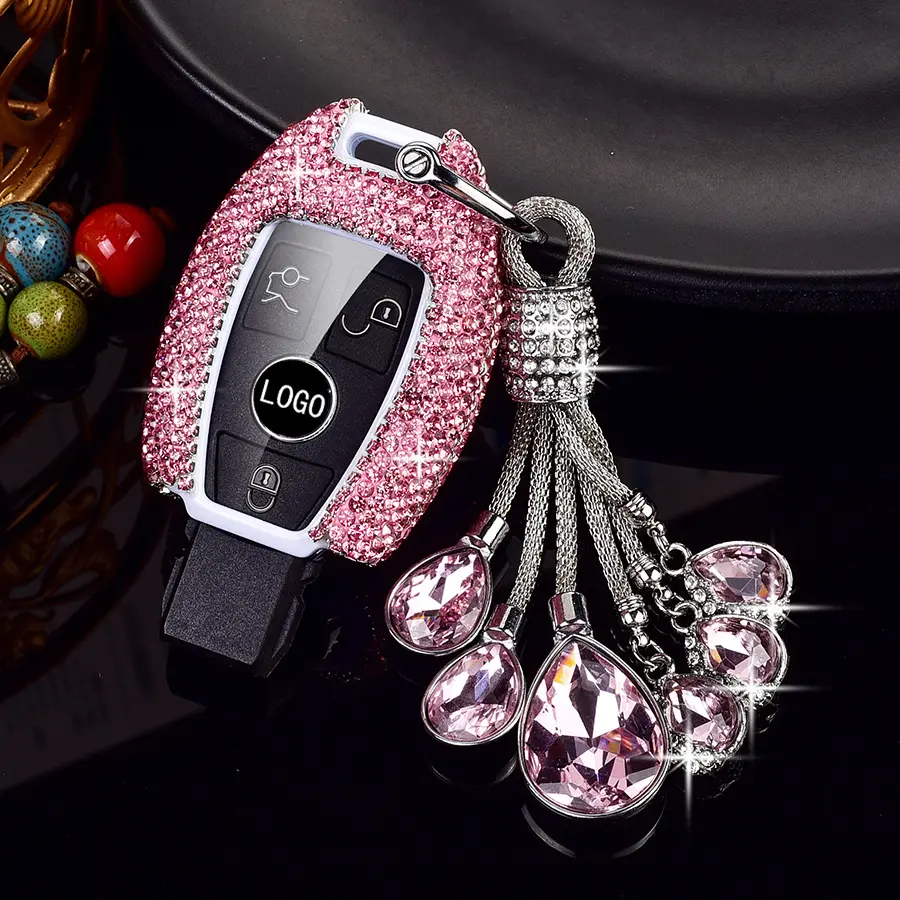 Luxury Rhinestone Car Key Fob Cover for Benz GLC GLA CLA GLS GLE GLK CLS C 300 G E S ML AMG Class Sparkling Accessory