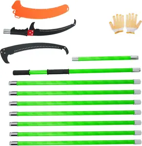 30ft Manual Pole Saw Extendable Tree Pruner Blade High Branches Trimming for Pruning Palms and Shrubs with 9 Long Handles No with Scissors Green