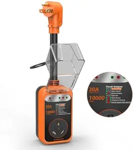 RV Surge Protector 30 Amp 10000 Joules Circuit Analyzer with Waterproof Cover RV Adapter Plug for Camper Travel Trailers 30 AMP