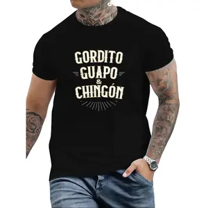 Gordito Guapo y Chingon Spanish pride T-shirt, fun Mexican slang print short sleeve, unisex everyday casual versatile short sleeve