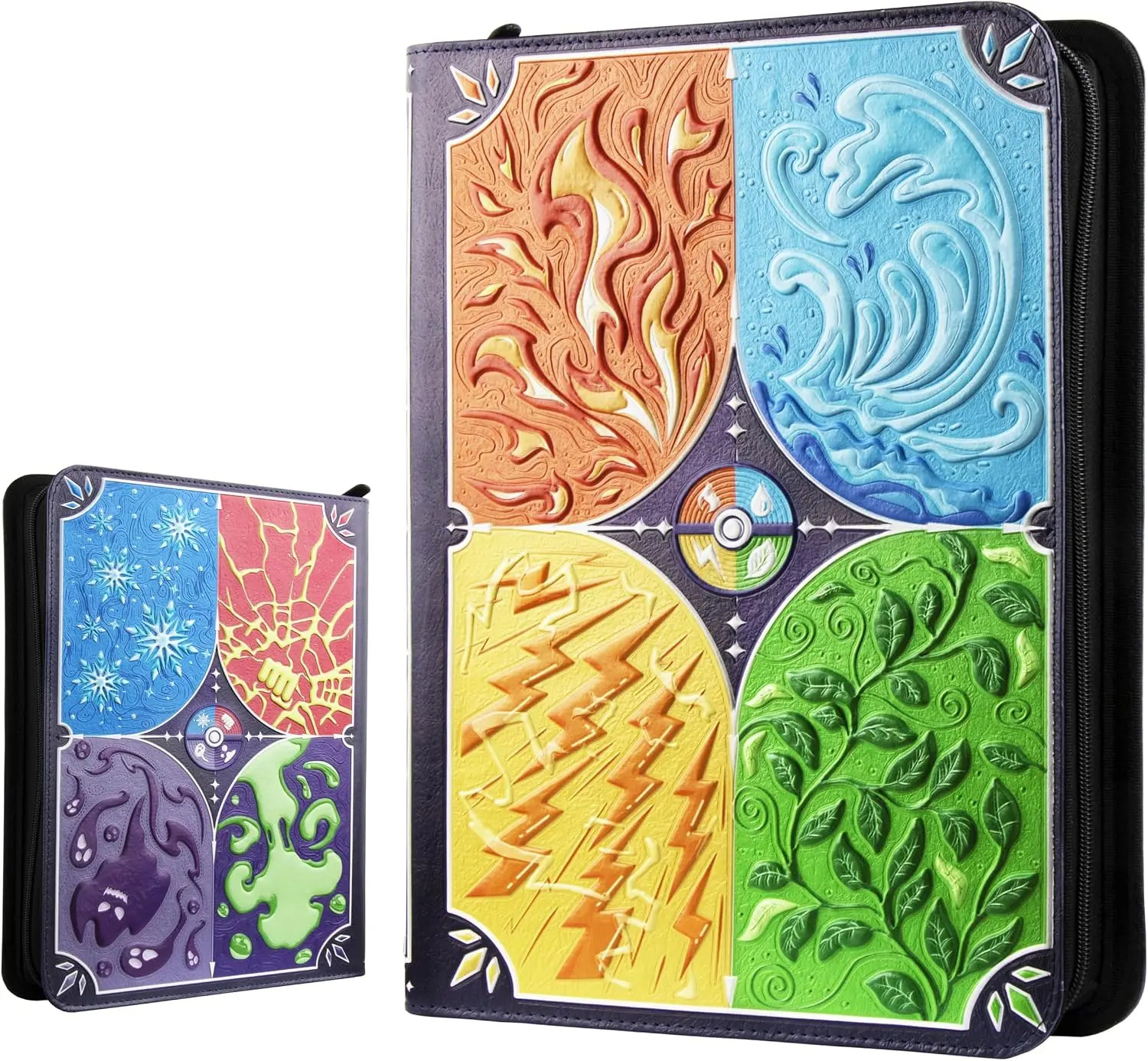 3D Embossed PU Leather Zipper TCG Card Binder, 9-Pocket Side-Loading, Holds Up to 360 with 20 Double-Sided Pages, Collectible Album for Enthusiasts, Gift Option, Tcg Cards