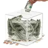 Acrylic Savings Bank for Adults, Piggy Bank, Coin Piggy Bank, Cash Saving Box, Clear Piggy Bank, Transparent Acrylic Cannot Be Opened, Smash to Get Money, 12cm, Perfect for Saving Money, Gift, Acrylic Savings Jar