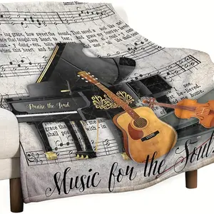 Music Notebook Printed Throw Blanket, Music Enthusiast Printed Blanket, Lightweight And Comfortable Flannel Blanket, Boys And Girls Adult Printed Blanket