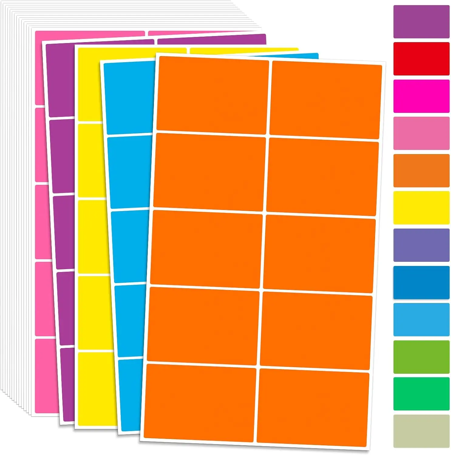 120 count Colored Label Stickers,12 Colors 3" x 2" Color Coding Labels,  Moving Labels, Name Sticker