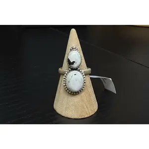 Double Stone White Buffalo Ring - adjustable