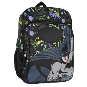 DC Comics Batman Backpack Gotham City Superhero Rubber Bat Symbol Kids School Travel Backpack