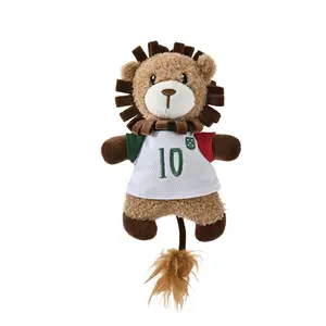 Portugal Football Fan Animal Plush Dog Toy with Squeaker & Teether, Soccer Jersey Mascot (Panda, Lion, Puppy) Interactive Hanging Chew Toy, Sports Keepsake for Small & Medium Dogs