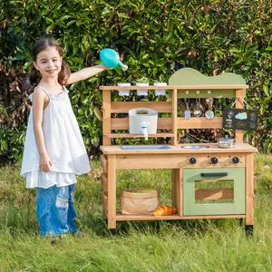 ROBUD Outdoor Mud Play Kitchen with Removable Sink, Wooden Outdoor Play Kitchen, Kids Mud Kitchen with Removable Sink & Faucet, Outdoor Toys for Children Ages 3+ Years