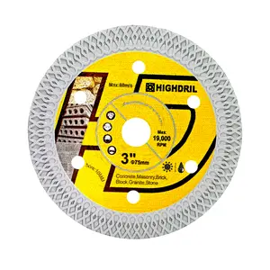 3In 75mm Mesh Teeth Blade for Ceramic,Hard Porcelain,Glazed Tiles Marble Dry Cutting disc（10MM Arbor）