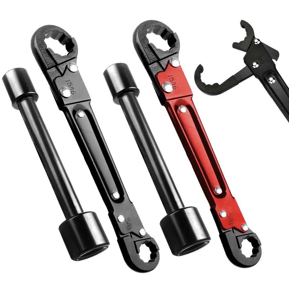Double Ended Pipe Wrench Set - 1 Set Complete Plumbing Kit, Adjustable Heavy-Duty Industrial Hardware Tool with Grip Handle for DIY Easy Angle Stop Fit & Supply Nut Installation, Men's Gift