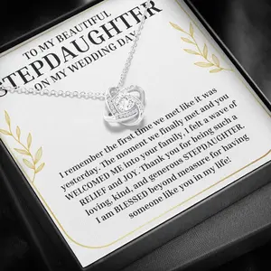 To My Stepdaughter on My Wedding Day Gift from Bride, Weding Gift from Groom, Bride to Step Daughter Gift, Bonus Daughter Gift from Bride, Necklace With Message Card and Box, Gift for Birthday