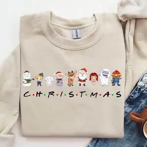 Christmas Friend Sweatshirt, Funny Christmas Party Shirts, Christmas Elf Tee, Holiday Crewneck, Merry Christmas Shirts, Retro Christmas Hoodie and Sweater; T-shirt Long Sleeve Man