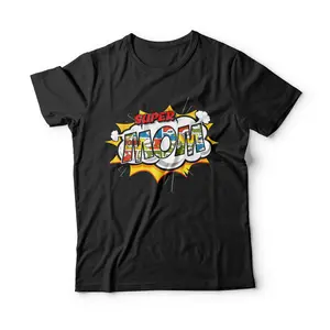 Super Mom Comic T-shirt for Mothers Breathable Casual Crewneck Graphic Peak Design
