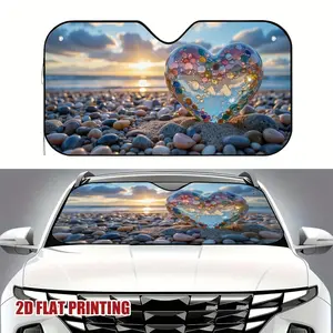 1pc Heart-Shaped Glass Ball Sunshade for Car Windshield Protector with Temperature Reduction, Reflective UV Protection & Stylish Design for Valentine'S Day, Outdoor Travel, Beach, Camping, Camping Accessory, Playful Design,
