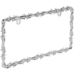 Automotive 22-1-46144-8 Barbed Wire License Plate Frame, Corrosion Resistant, Easy to Install