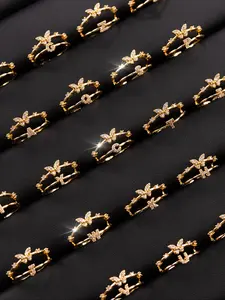 Fashion Simple Zircon Butterfly Open Adjustable Ring, 26 Letter DIY Stackable, Perfect Gift for Daughter Girlfriend Mom, Stacking Rings, Stacking Ring Set