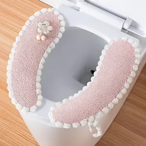 Coral Fleece Pillow Cushion: Solid Color with Floral Pattern, Four-Point Fixed Design, Portable Carry Handle, Universal Style, Washable.