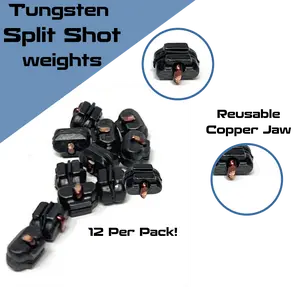 Tungsten Split Shot Weights for Fishing, Reaction Tackle, 12 per Pack