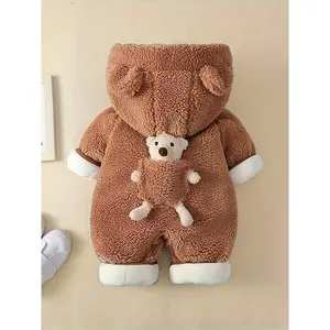 Newborn Winter Fleece Set Fluffy One-Piece Thick Baby Cotton Jacket Integrated Warmth Suitable for Both Boys and Girls Crawling Outdoor Wear