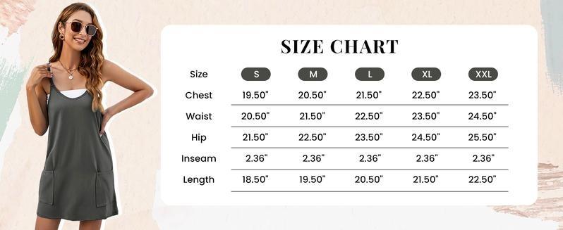 WoodBerry Women's Summer Sleeveless Mini Dress with Built-in Shorts V Neck Spaghetti Strap Athletic Sundress Short Spring Tennis Dress with Pockets WoodBerry Women's Summer Sleeveless Mini Dress with Built-in Shorts V Neck Spaghetti Strap Athletic Sundress Short Spring Tennis Dress with Pockets