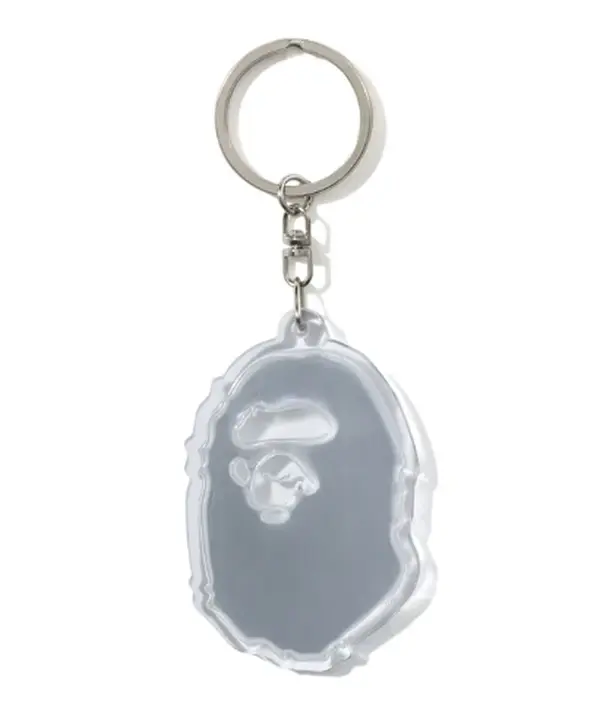 Bape Ape Head Reflective Keychain White