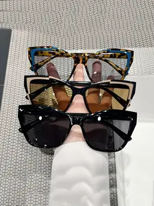 Women's Elegant Cat Eye Sunglasses Set, Colorblock & Leopard Pattern, Fashion Daily Wear, Comfortable Fit, Trendy Accessory, Stylish Glasses