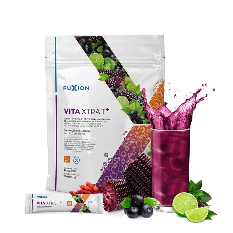 FuXion Vita Xtra T - Fast Acting Energizing Herbal Tea - Energy Boost Powder - Natural Vitality Support - 28 Sticks Beverage Vitamin Drink Flavor