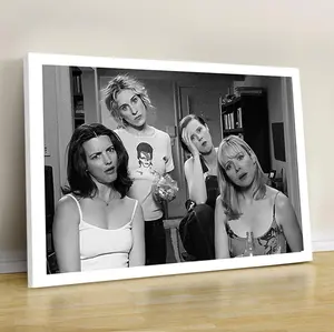 SATC Funny Scene Canvas Poster – Black & White TV Show Wall Art, Bathroom & Living Room Home Decor