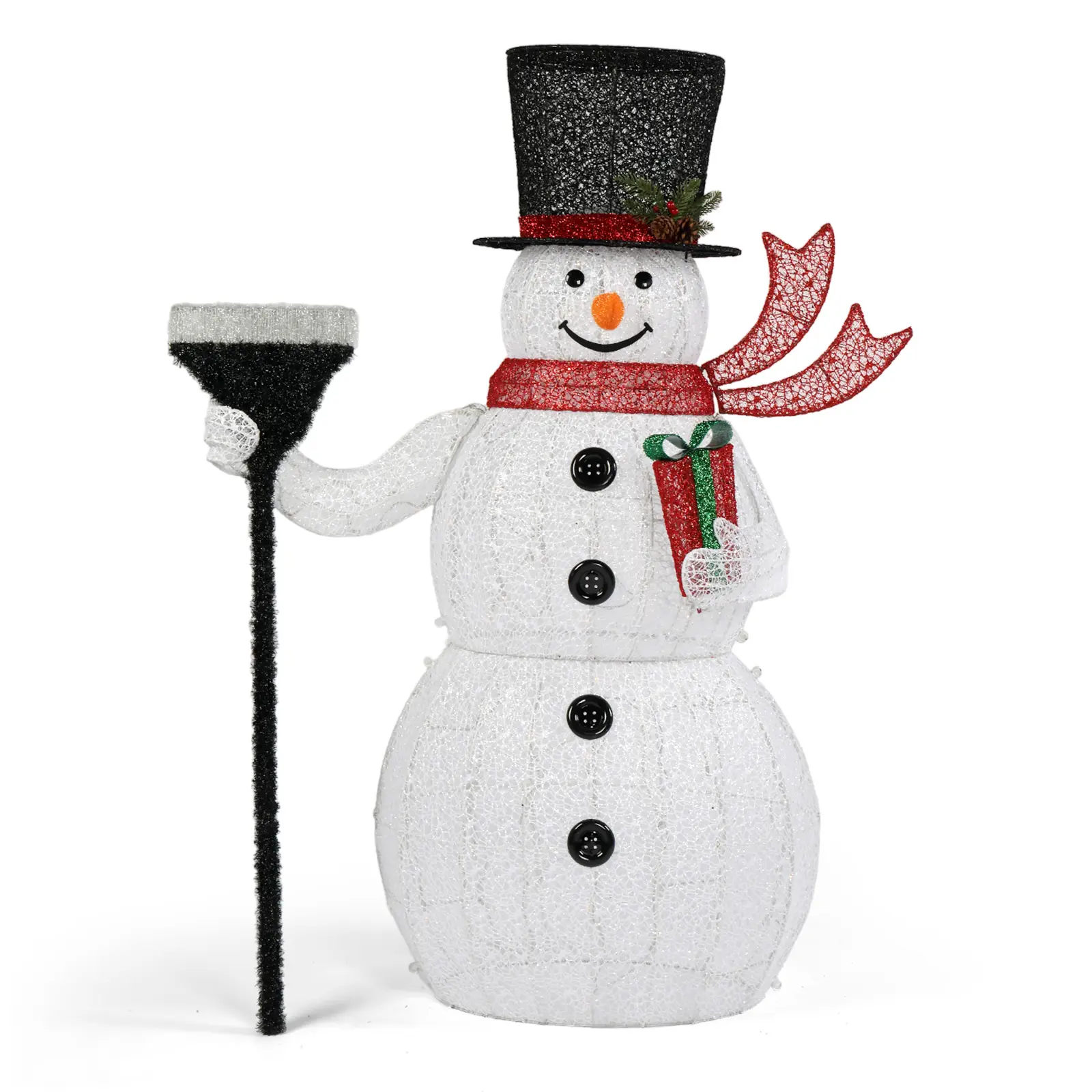 5FT Outdoor Snowman Christmas Decorations, Lighted Outdoor Snowman w/200 LED Lights, Tall Hat, Red Scarf, Ground Stakes, Zip Ties for Indoor, Yard, Outside Xmas Decor