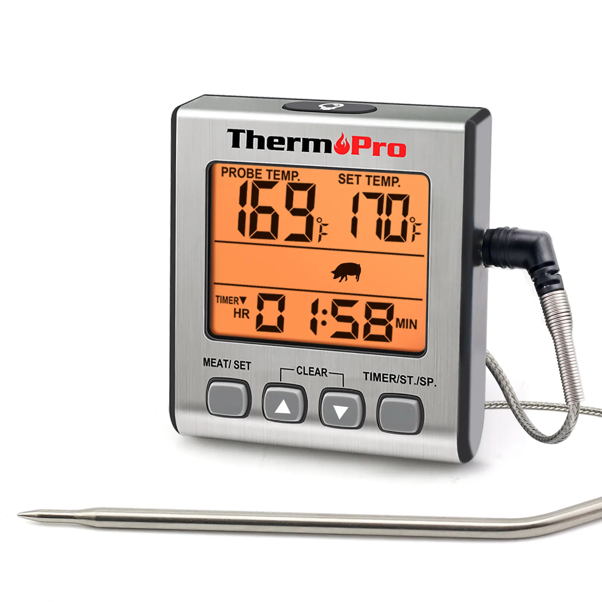 TempSync Core Digital Single-Probe Meat Thermometer with Smart Kitchen Timer, Alarm & Backlight Oven Measure (TP-16S)