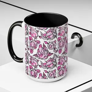 [MADE IN US] Funny Humor, Floral Penis Cup, Sexy P Black Mug, Accent Coffee Mug (11, 15oz), Naughty Gift, Inappropriate Tea Cup, Mature Coffee Mug, Tea - Coffee Lover For Family Mug