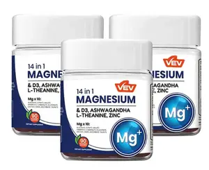 3 Pack Magnesium Complex DeepCalm 14-in-1 Gummies | with Ashwagandha, L-Theanine, Vitamin D3 & Zinc for Women | Vegan, Sugar-Free, 90 Gummies
