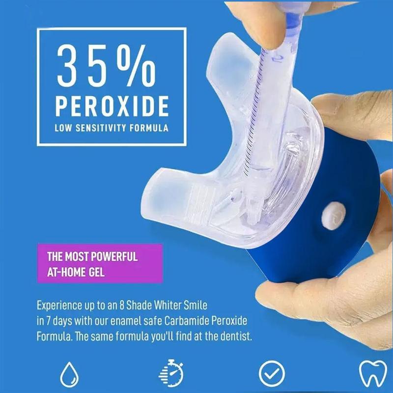 Whitening Light Teeth Whitening Kit with 5 X 3ml Carbamide Peroxide Teeth Whitening Gel,Safe Enamel, perfect ift for Parents,girlfriend/boyfriend gift Moldable Denture Cavities Pellets replacement denture broken effective