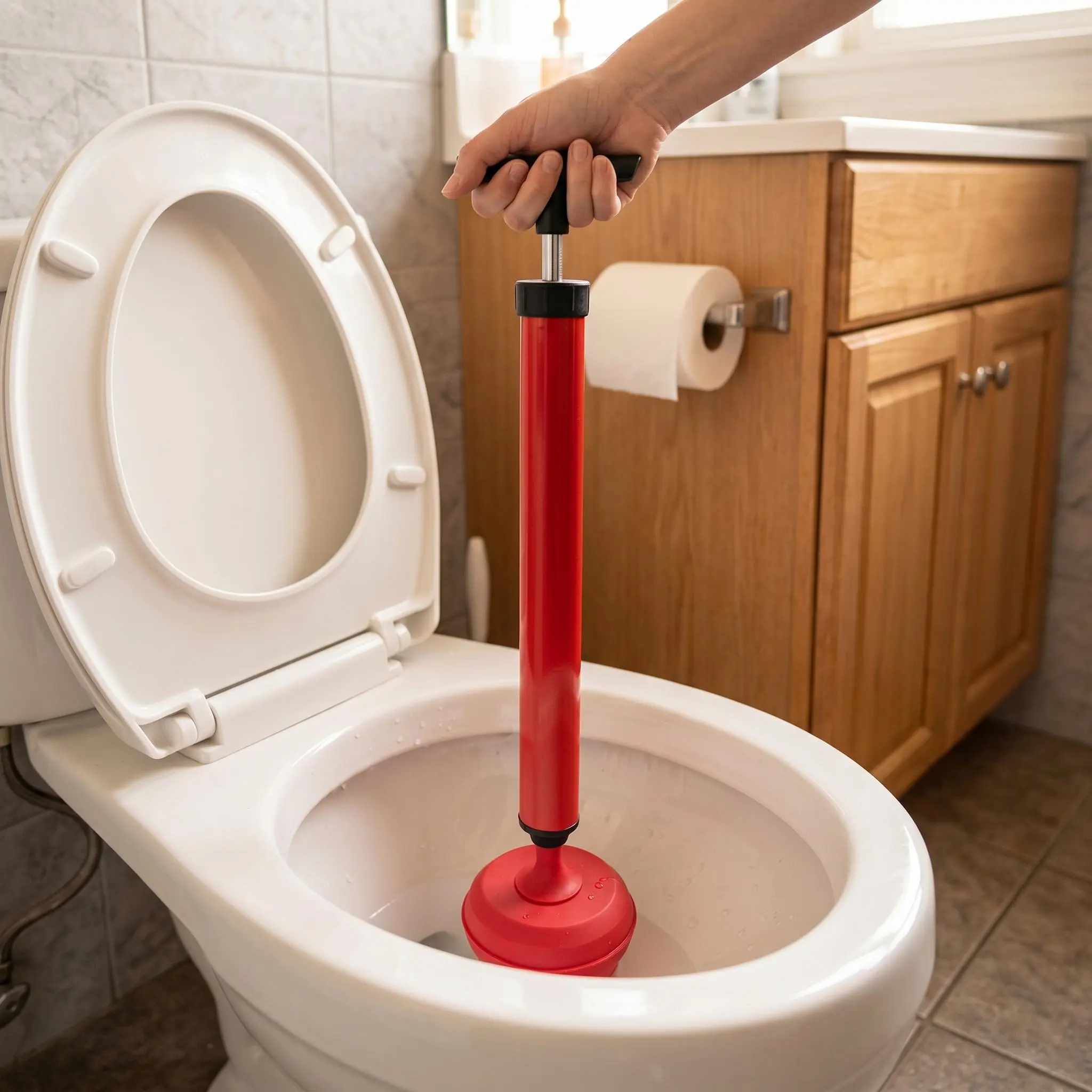 【Summer Sale Deals】 Universal Pipe Unclogger Air Pressure Plunger, Long Handle Drain Blaster for Clogged Toilet, Floor Drain & Kitchen Sink Blockage Removal Tool Cleaning
