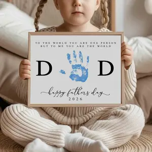 Father's Day Handprint Printable, DIY Craft Gift for Dad, Gift for Dad, Father's Day Poster ( Unframe)