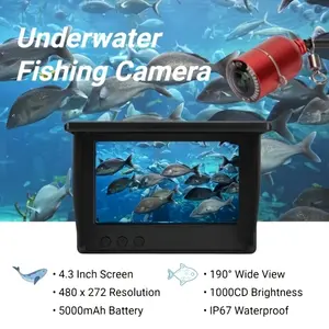 Underwater Fishing Camera, 4.3 Inch HD Waterproof Ice Fishing Camera Professional Fish Finder With Monitor Holder For Ice Lake Sea Boat Fishing